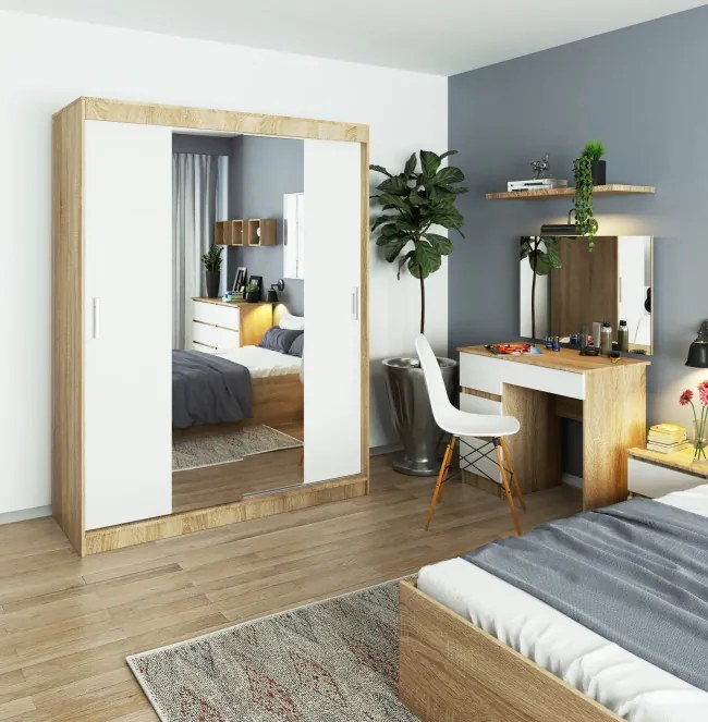Šatníková skriňa s posuvnými dverami 150 cm CLP sonoma / biela