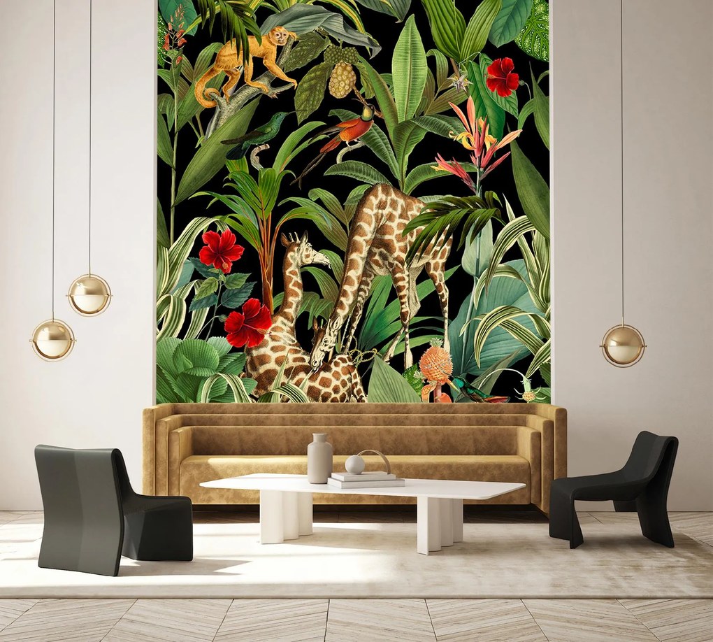 Gario Fototapeta Zvieratá na pozadí zelených listov - Andrea Haase Materiál: Vliesová, Rozmery: 100 x 140 cm