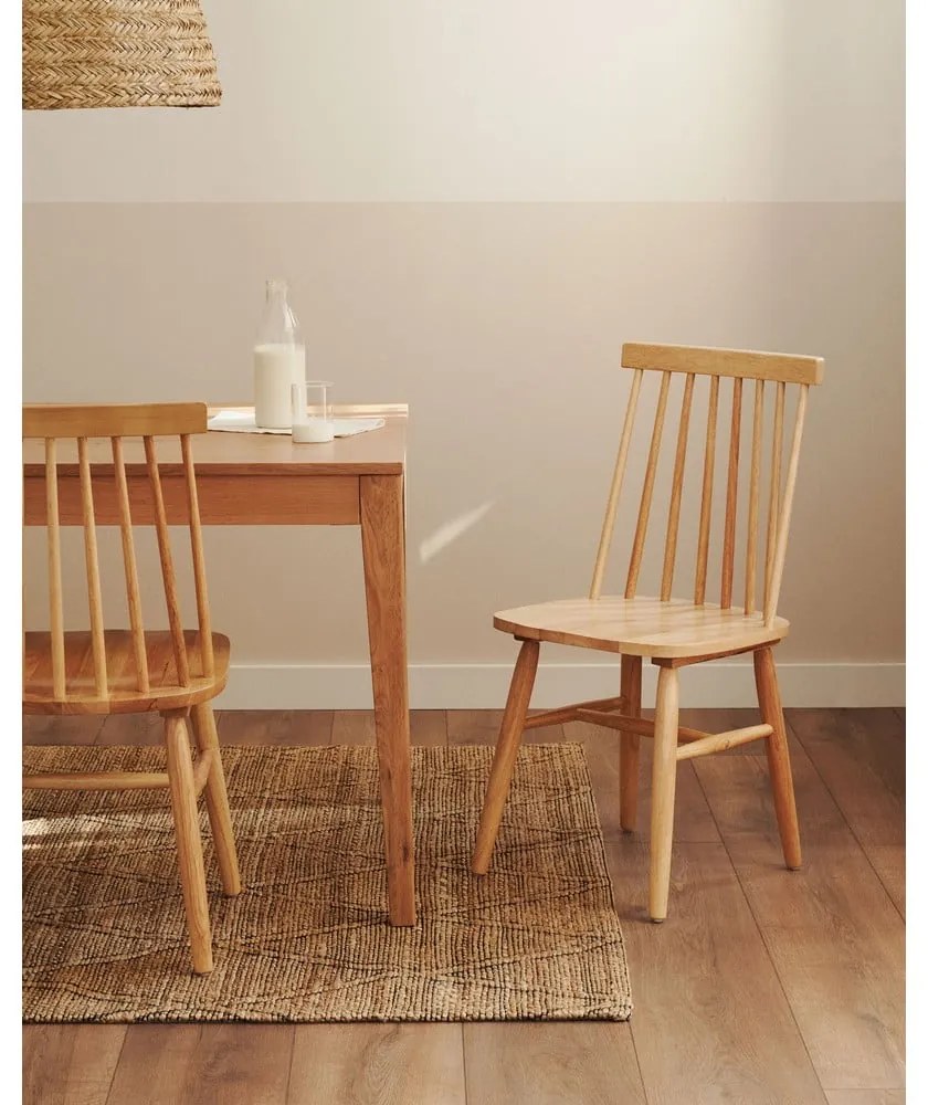 Jedálenské stoličky v súprave 2 ks z kaučukového dreva v prírodnej farbe – Kave Home