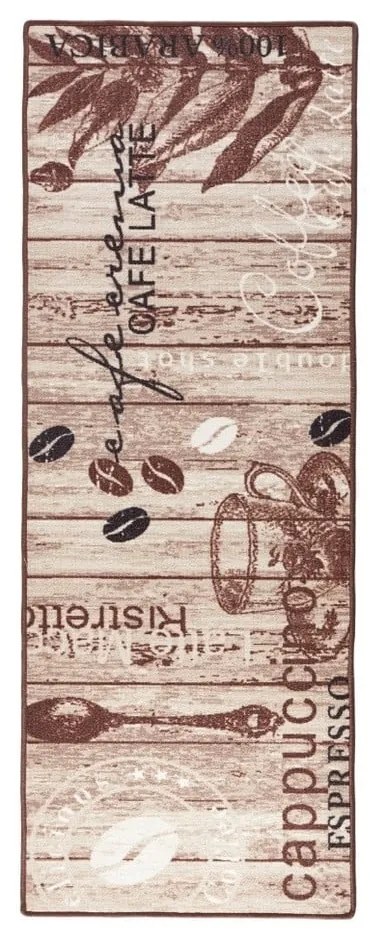 Hnedý kuchynský behúň Hanse Home Delicious Coffee, 67 x 180 cm