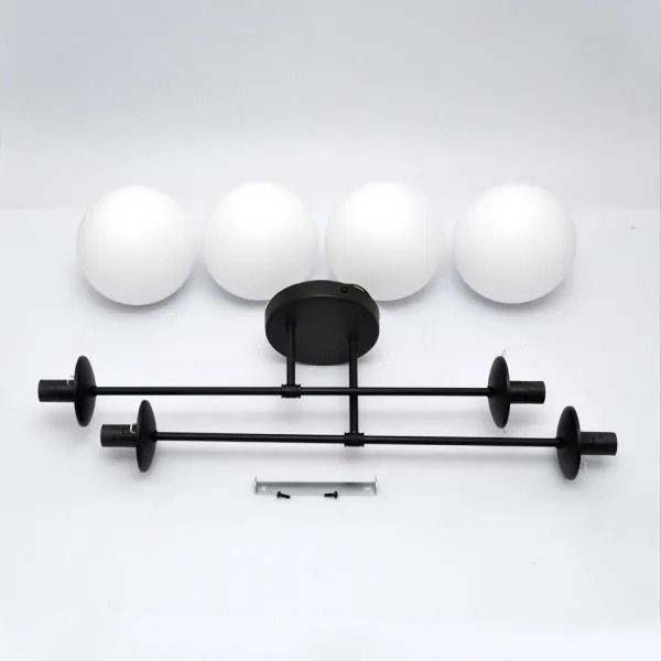 Prisadený luster MOON 4xE27/15W/230V čierna