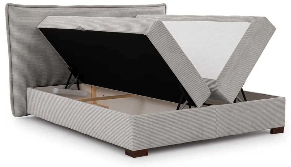 Svetlosivá boxspring posteľ s úložným priestorom 200x200 cm Lysa – Ropez