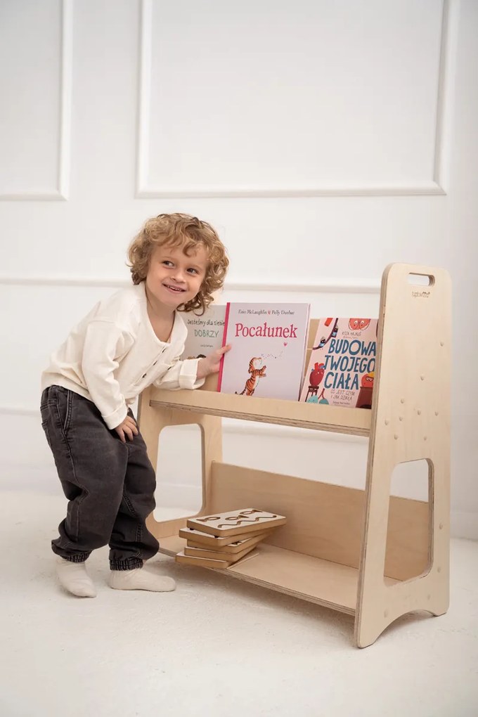 Detský Montessori regál, prírodný - 72 x 75 cm