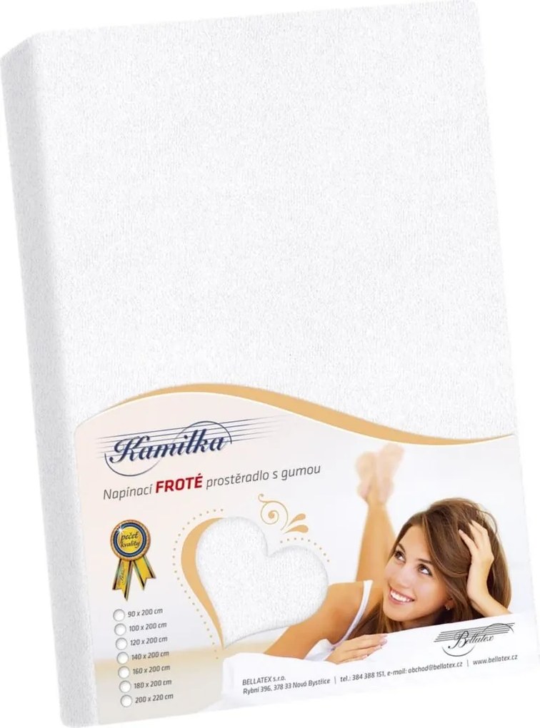 Bellatex Froté prestieradlo Kamilka biela, 160 x 200 cm