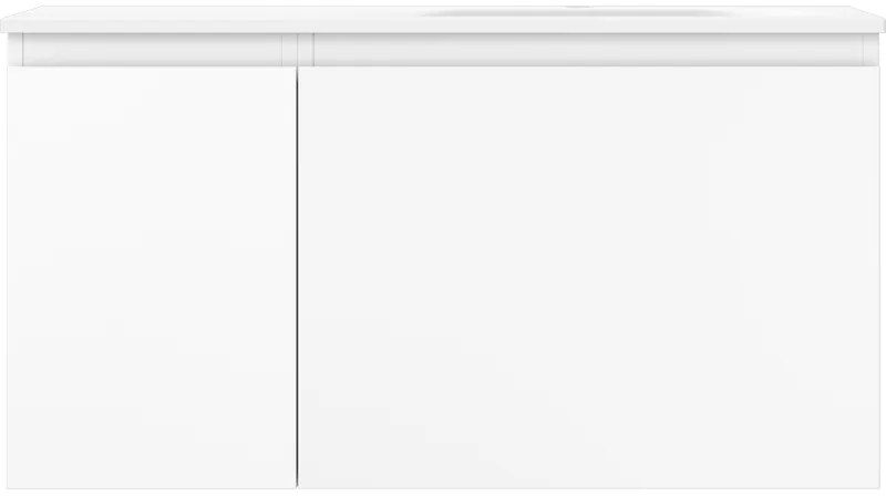 Mexen Orio, kúpeľňová skrinka 90 cm s pravým umývadlom Vela, 1S, 1D, biela matná, 91A13-09047-3-BBFF01-W23P01