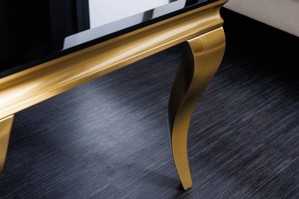 Dizajnový konferenčný stolík Rococo 100 cm čierny / zlatý