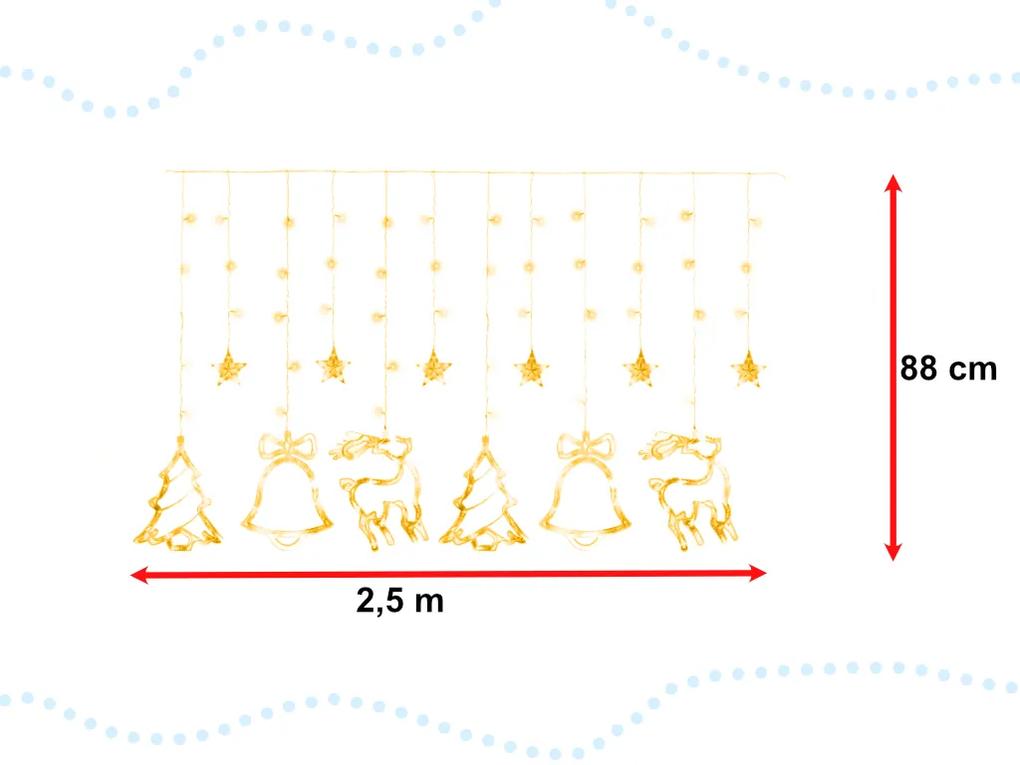 IKO Vianočné svetielka 138 LED, 2,5m Sobíkovia – teplá biela