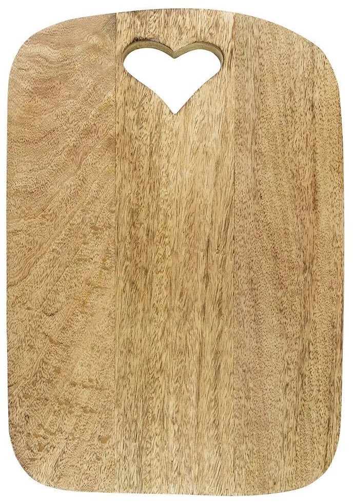 Kuchynská doštička z mangového dreva so srdiečkom Horty - 35*24.5*2.5cm