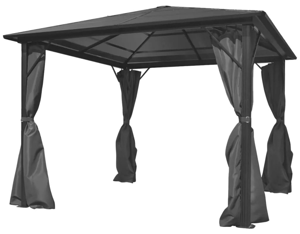vidaXL Altánok so závesmi, antracitový, hliníkový 300x300 cm