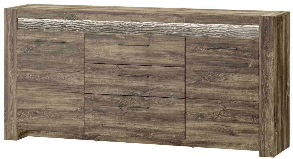 Komoda Belveder 46 178 cm s LED osvětlením dub Stirling