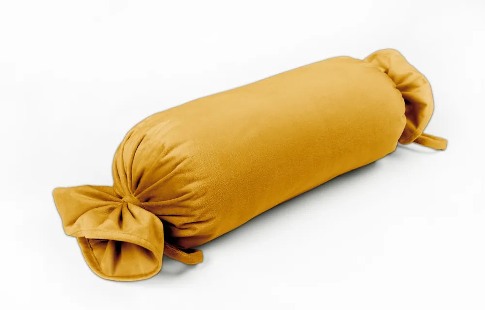 Biante Zamatový vankúš valec bonbon Velvet Prémium SVP-037 Zlatisto oranžový 15x40 cm