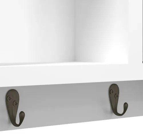 vidaXL Skrinka na kľúče biela 40x8,5x20 cm spracované drevo a oceľ-