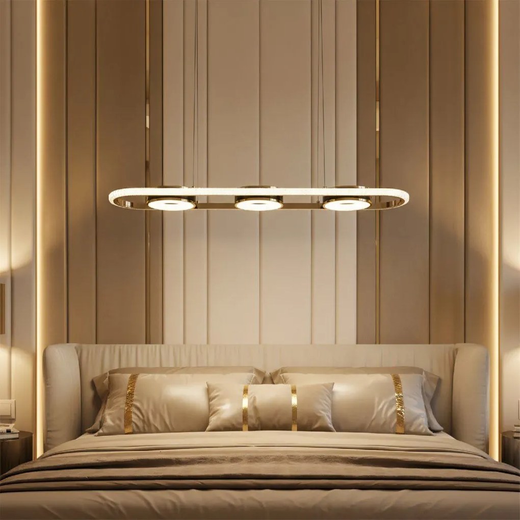 Toolight Toolight, stropné svietidlo 95cm, 200W, 5000lm, G135-CP, zlatá, OSW-02611