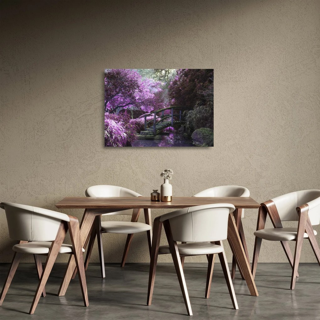 Sklenený obraz - fialové stromy (70x50 cm)