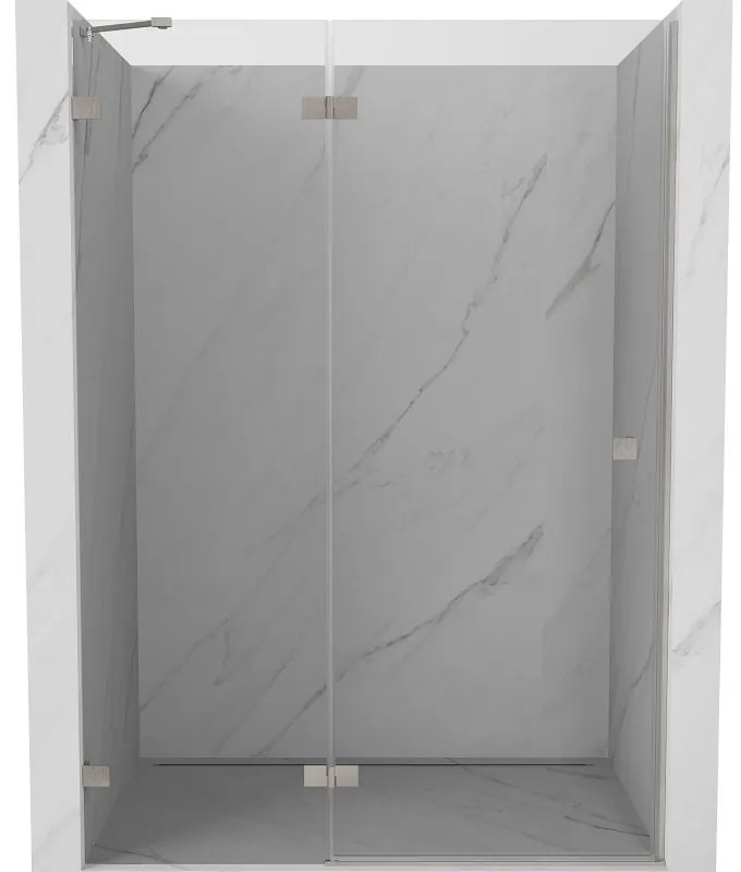 Mexen, Mexen Lunar ľavé otočné sprchové dvere 135 cm, transparentné, brúsený nikel - 834-135-000-97-00-L