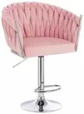 LuxuryForm DESIGN Barová stolička NORDEN VELUR na striebornom tanieri - ružová