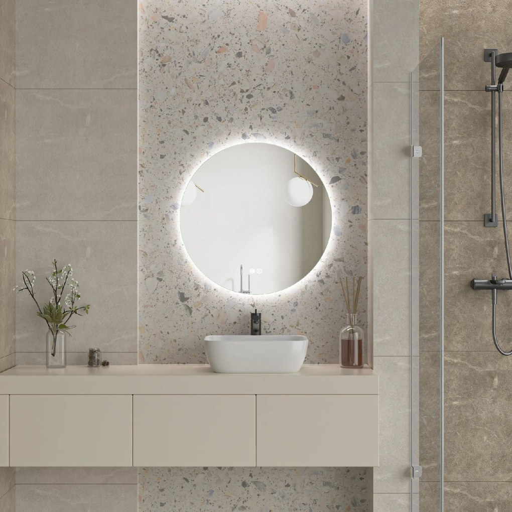 Erga Sofia, okrúhle LED zrkadlo 70cm, 1610 lm, 3 farby svetla, ERG-V01-207-7070