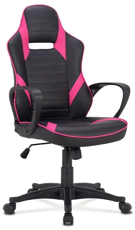 Herné kreslo KA-Y207 PINK, čierno-ružová ekokoža