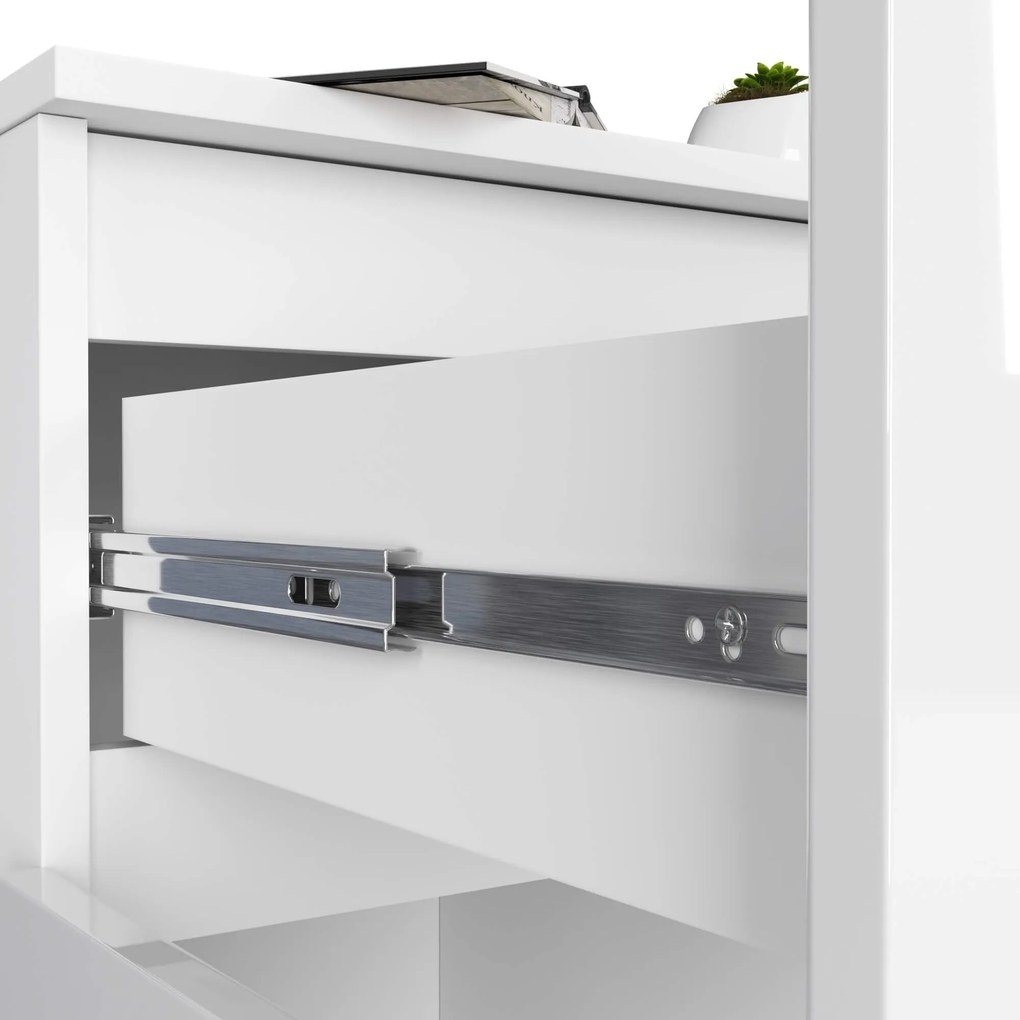 Komoda Kiara 80 cm 2 skrinky a 1 zásuvka biely lesk