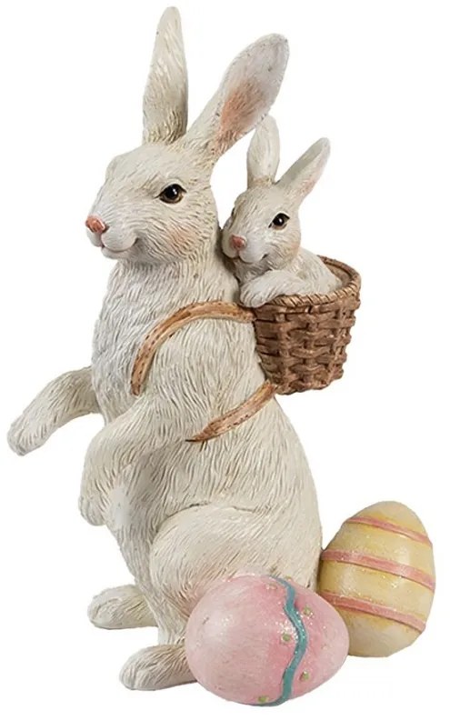 Dekorácia králik s nošou a malým králikom - 10*9*16 cm
