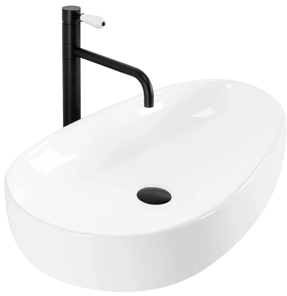 Rea Sandra, umývadlo na dosku 650x400x130 mm, biela lesklá, REA-U8423