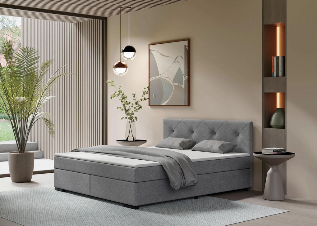 XXXLutz BOXSPRINGOVÁ POSTEĽ, 200/200 cm, svetlosivá MID.YOU - Online Only spálne - 002784001244