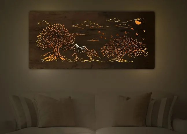 Podsvietený obraz na stenu Štyri stromy