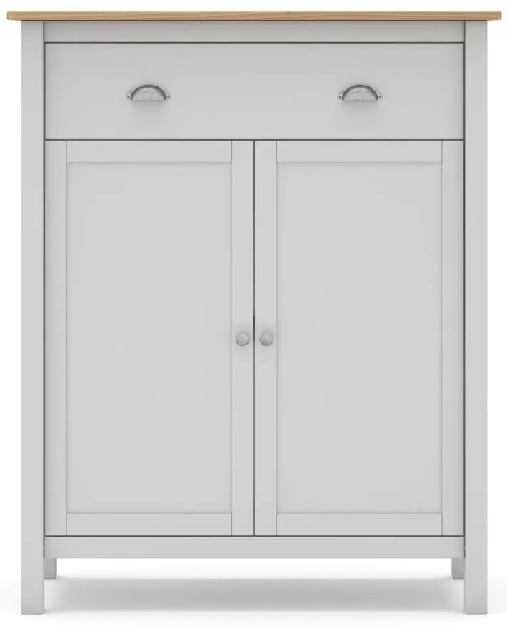 Biela/prírodná vysoká komoda z borovicového dreva 90x110 cm Misti – Marckeric