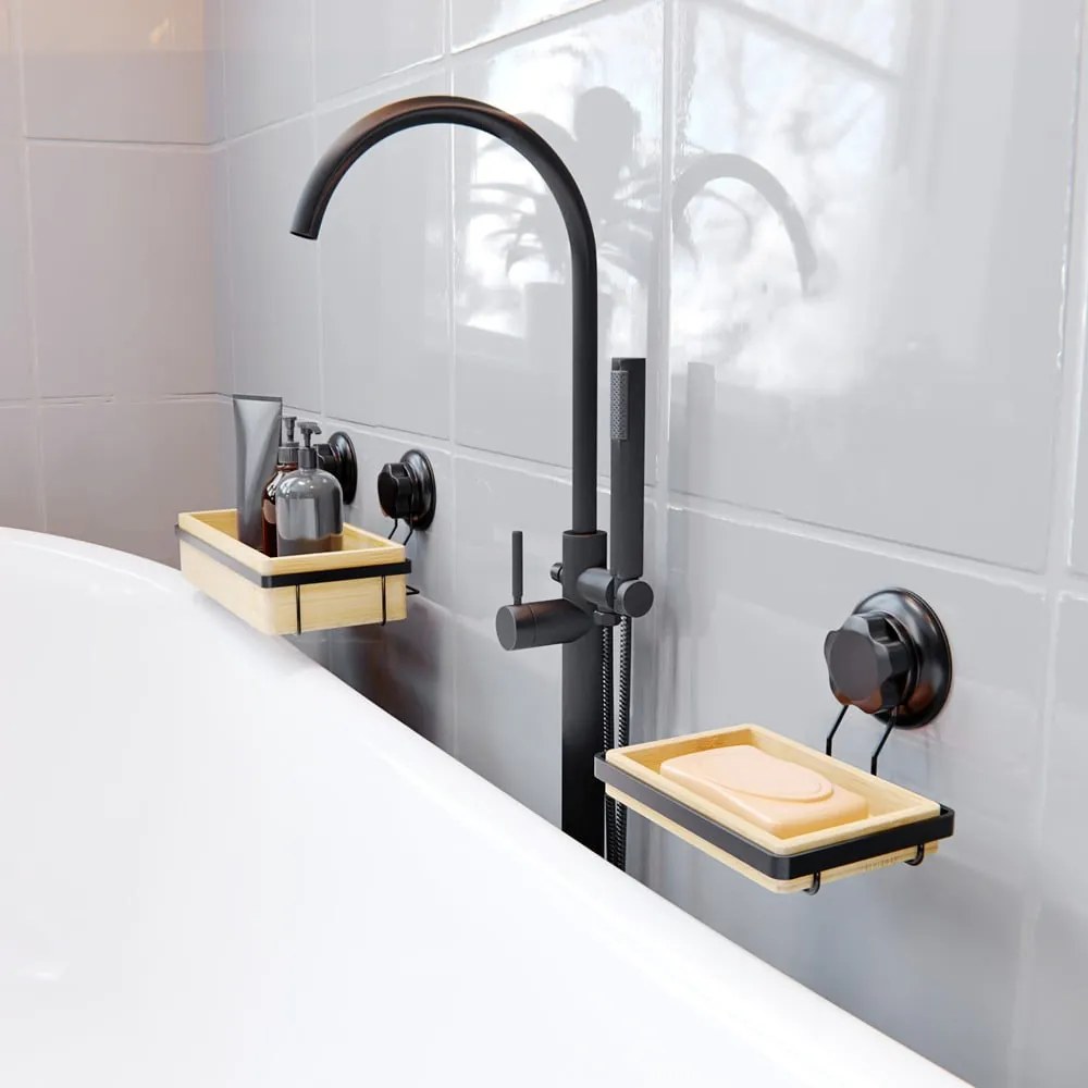 Bambusová samodržiaca kúpeľňová polička Compactor Bestlock SPA