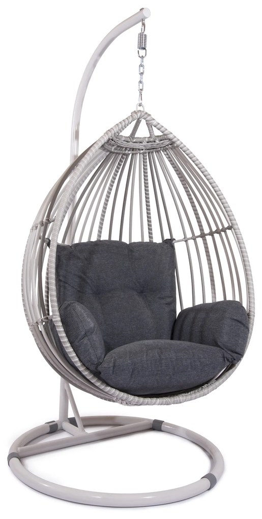 Závesné ratanové kreslo VALETA svetlo-sivé