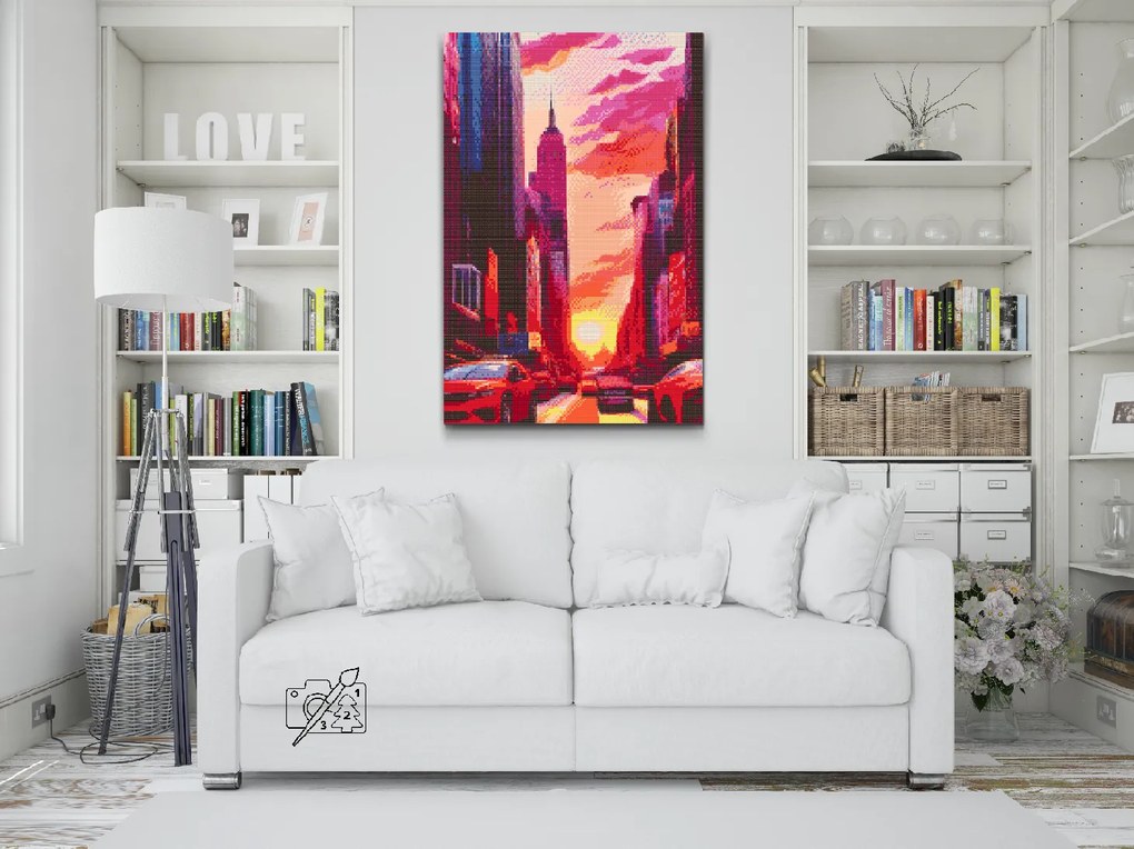 Gario Diamantové maľovanie Svitanie v meste Rozmery: 60 x 80 cm, Rámovanie: S vnútorným rámom, Diamanty: Okrúhle