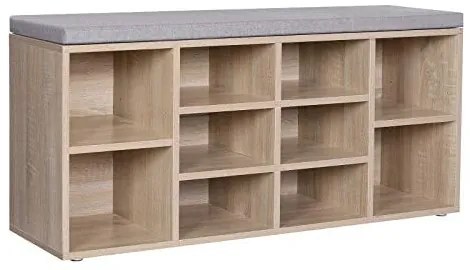 Lavička na topánky s priehradkami, čalúnené sedenie, 48x105x30cm