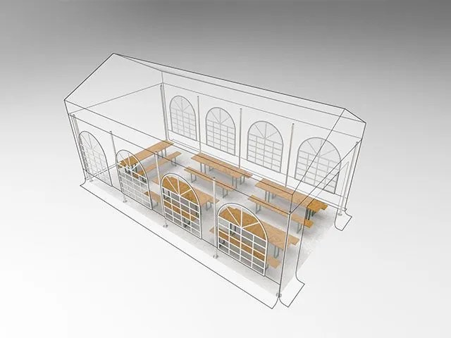 Pártystany-Jičín s.r.o. Party stan 4x8m - PVC Premium Ohňovzdorný Farba: Červenobiela