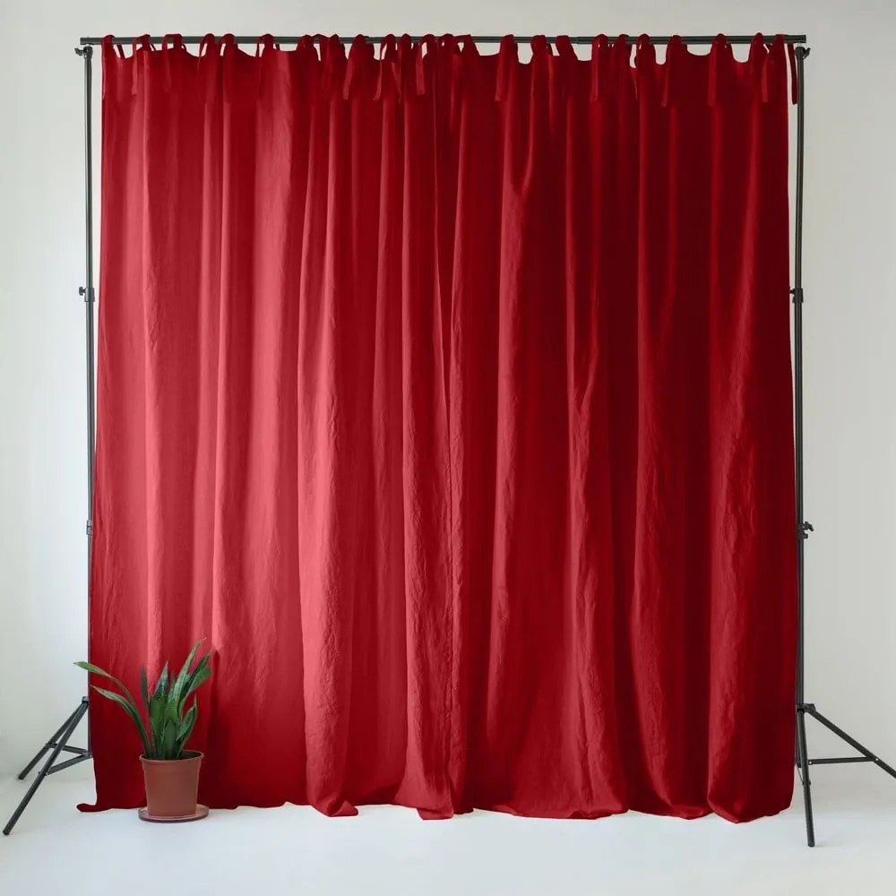 Červený ľanový záves 140x330 cm Lava Falls – Linen Tales