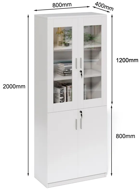 Vysoká kancelárska skriňa Houseland Prime Neo 02 80 cm biela