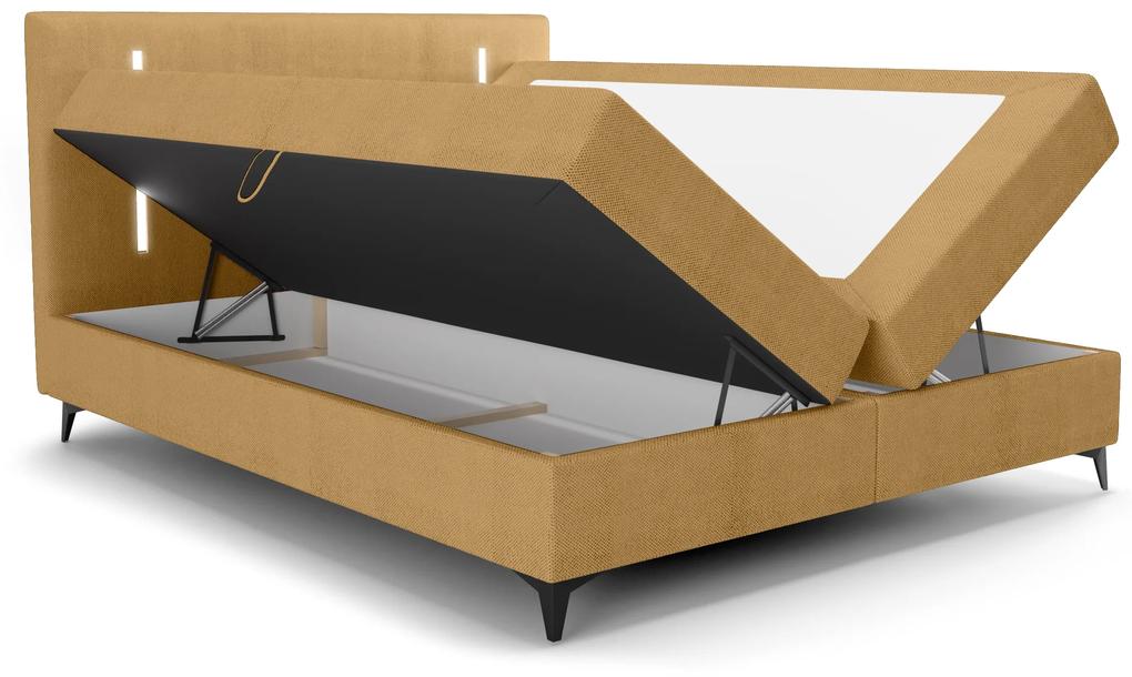 Jednolôžková posteľ 120 cm Ortega Bonell (horčicová) (s roštom, s úl. priestorom) (s LED osvetlením). Vlastná spoľahlivá doprava až k Vám domov. 1082606