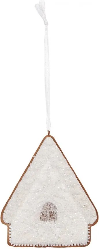 Závesná dekorácia zasnežená perníková chalúpka Frosted Ginger - 9*1*10 cm