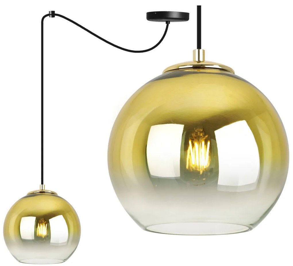 Závesné svietidlo Bergen Gold Spider, 1x zlaté/transparentné sklenené tienidlo (fi 20cm)
