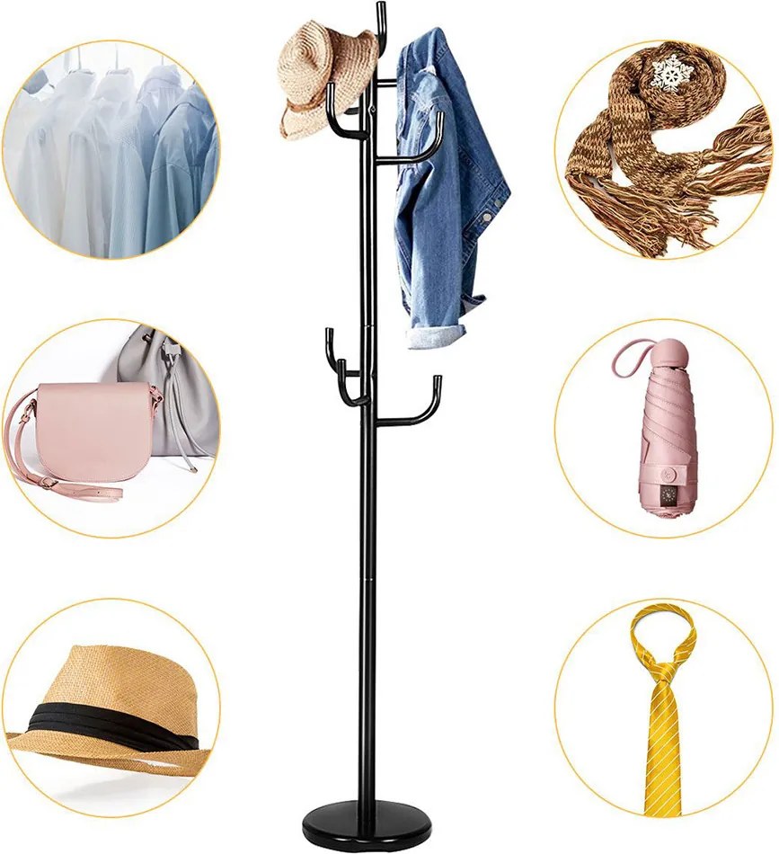 Nástenný vešiak na kabáty s 8 háčikmi