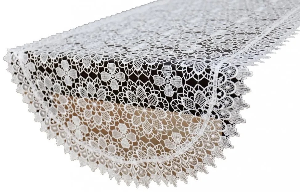 Ovalný krajkový obrus bielej farby Šírka: 60 cm | Dĺžka: 120 cm