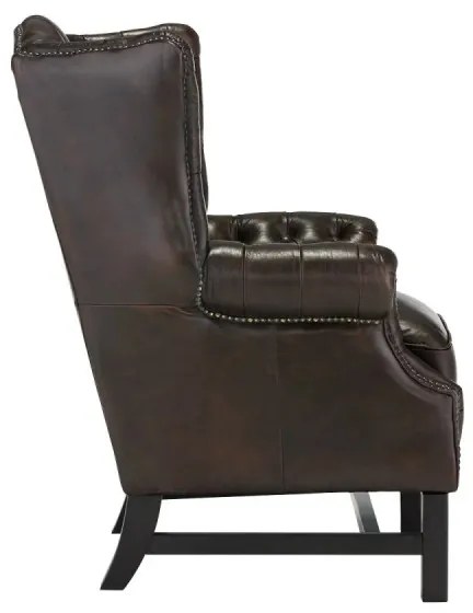 furniture-nabytek.cz - Masívne kreslo Chesterfield Kingsfield z pravej kože, hnedé – 89×79×104 cm