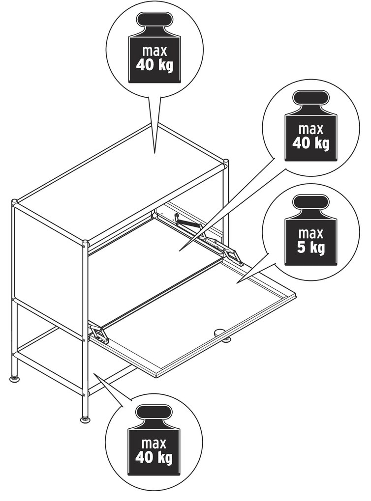 Kovová odkladacia skrinka »CN3« s výklopnými dvierkami, béžová