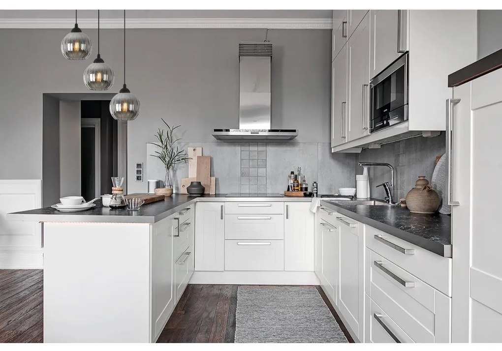 Závesné svietidlo Costa, 3x grafitové sklenené tienidlo, b, o