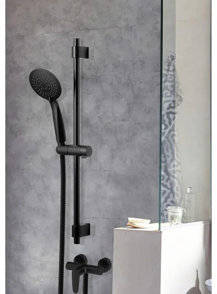 Čierny sprchový set z nerezovej ocele 66 cm Young - Wenko