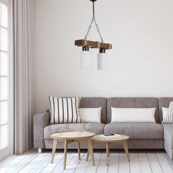 Elegantný luster na reťazi JASMIN 2xE27/40W/230V hnedá/biela