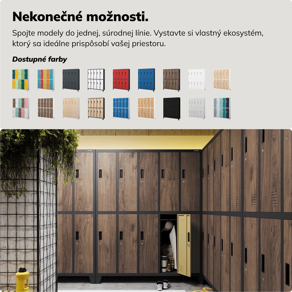 10-dverová šatňová skrinka na oblečenie, antracitová/orechová, 1360x1720x450 mm: BARTEK Eco Design