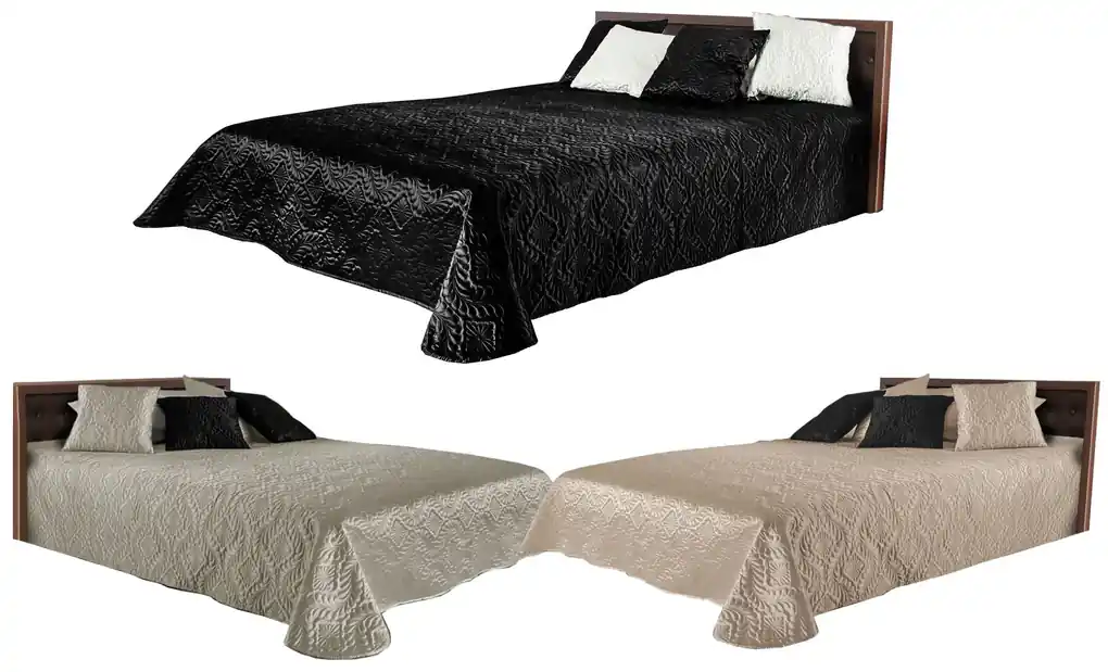 Tutumi Verona, saténový prehoz na posteľ 2,2x2,4m + obliečky na vankúš,  béžová, NAZ-00517 | BIANO