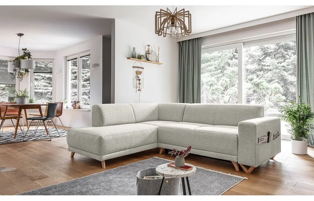 Béžová rozkladacia/s úložným priestorom rohová pohovka (ľavý roh/do L) Classy Sophie – Miuform