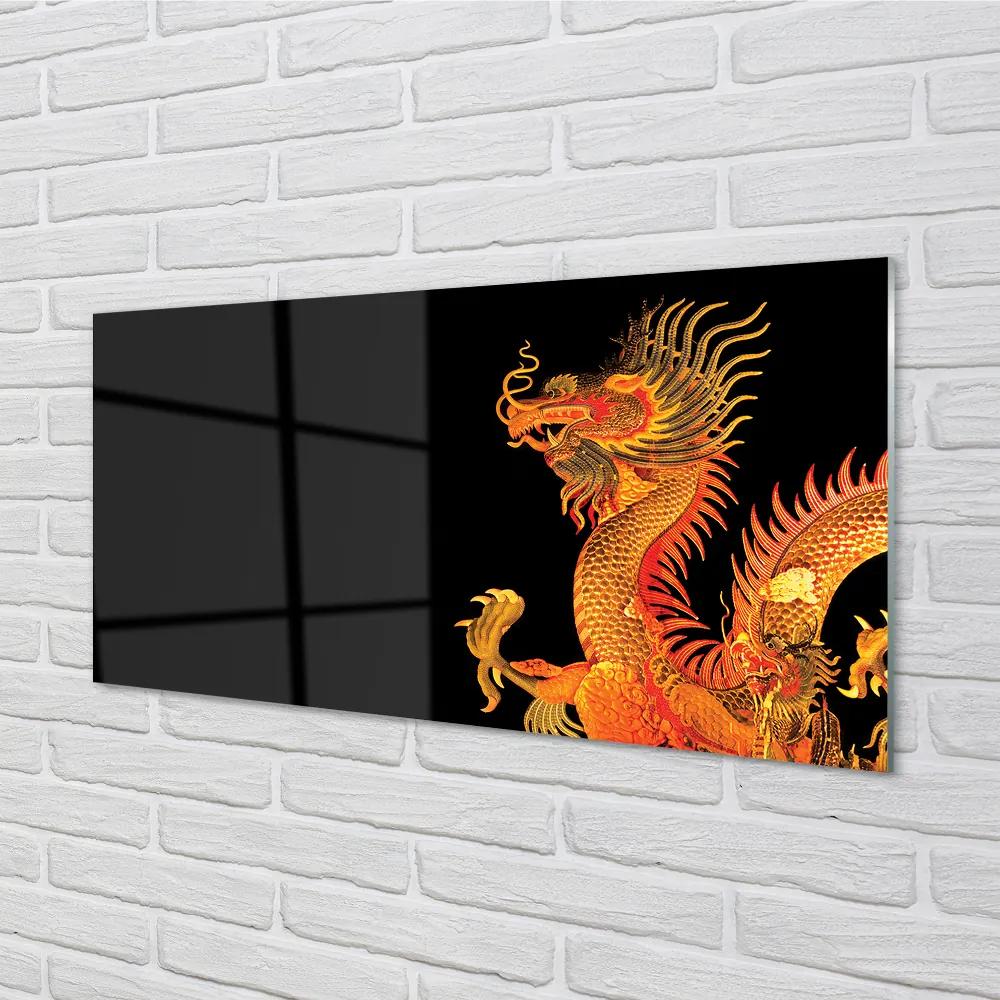 Nástenný panel  Japonský zlatý drak 120x60 cm