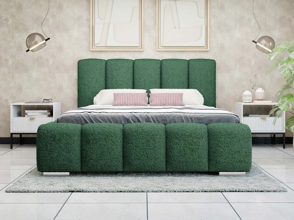 Čalúnená manželská posteľ Lisko Boucle, Rozmer postele: 140x200, Farby: Abriamo 04